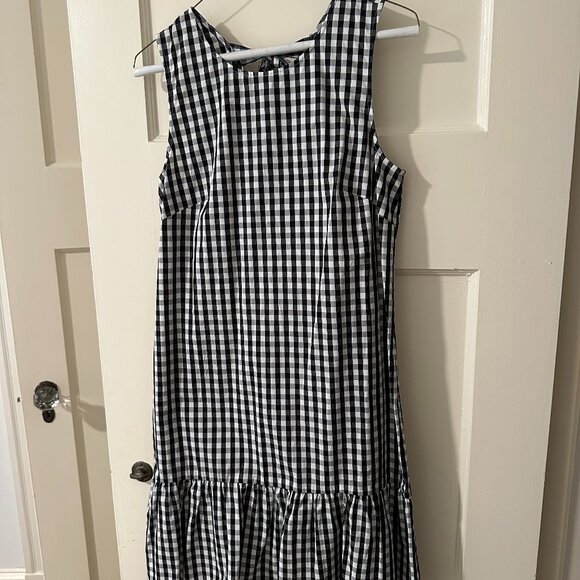 J. Crew black and white gingham drop waist ruffle dress - size S - Picture 1 of 3